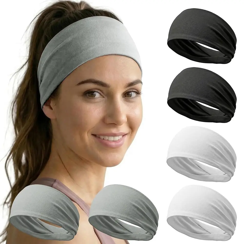 

6 Pack Headbands for Women - Non Slip Soft Wide Hair Bands for Yoga, Fashion, Workouts, Washing Face & Daily Use - Sweat Wic