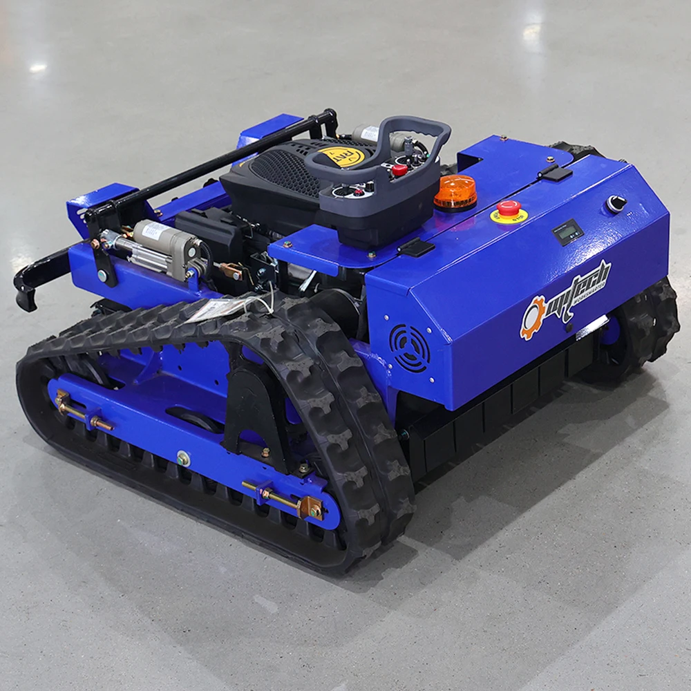 Customize remote-controlled, labor-saving lawnmower with all-terrain rubber tracks, CE/EPA certified.