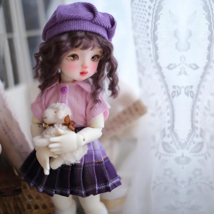 1/6 SD BJD Doll Clothes Purple JK Uniform Skirt New Chinese Style Multi-piece Doll Outfit for 30cm