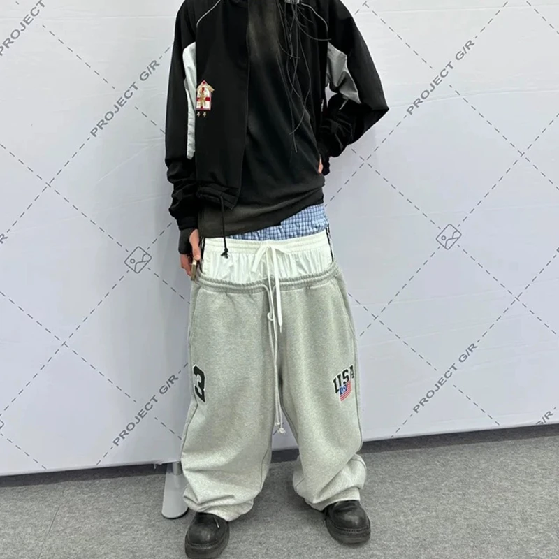 

Grailz Project G/R Premium 2026 New Sweatpants Three-Waist Length Pants Patchwork Embroidered Sweatshirt Pants Loose Fit