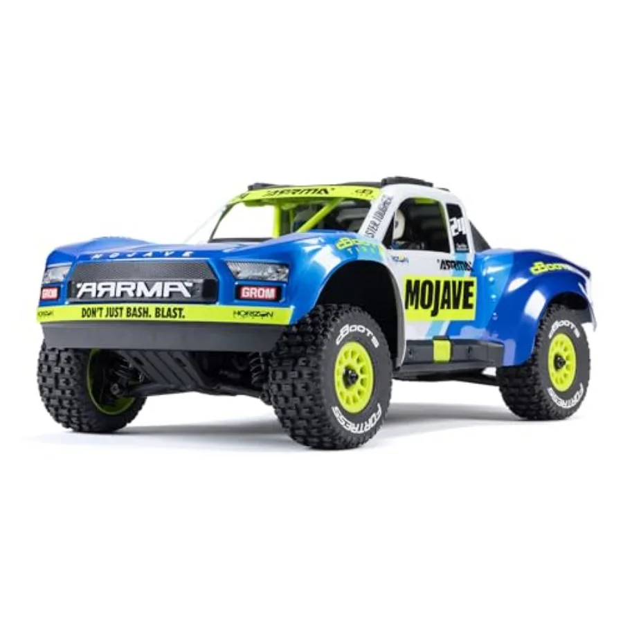 

RC Truck for desert off-road use, ABS plastic body, blue/white color, ready-to-run with battery and charger included