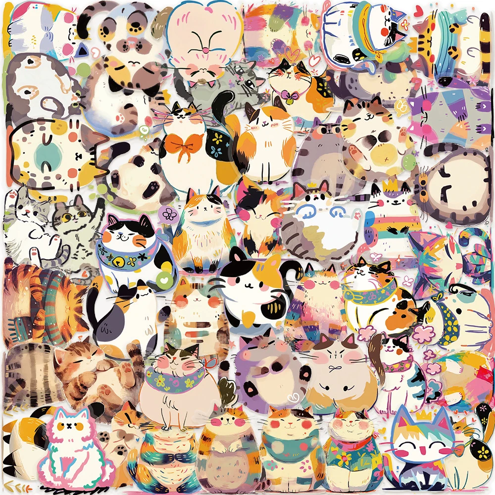 

10/30/50PCS Cute Cartoon Cats Stickers Toys Kawaii Animal Decal Toy Gift DIY Phone Laptop Bike Scrapbook Waterproof Sticker Pack