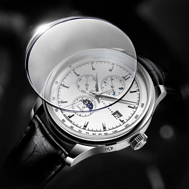 PONIGER 2025, neue Herrenuhr, Top-Luxus-Automatikwerk, mechanische Uhr, Edelstahl, wasserdicht, Multifunktions-Herrenuhr