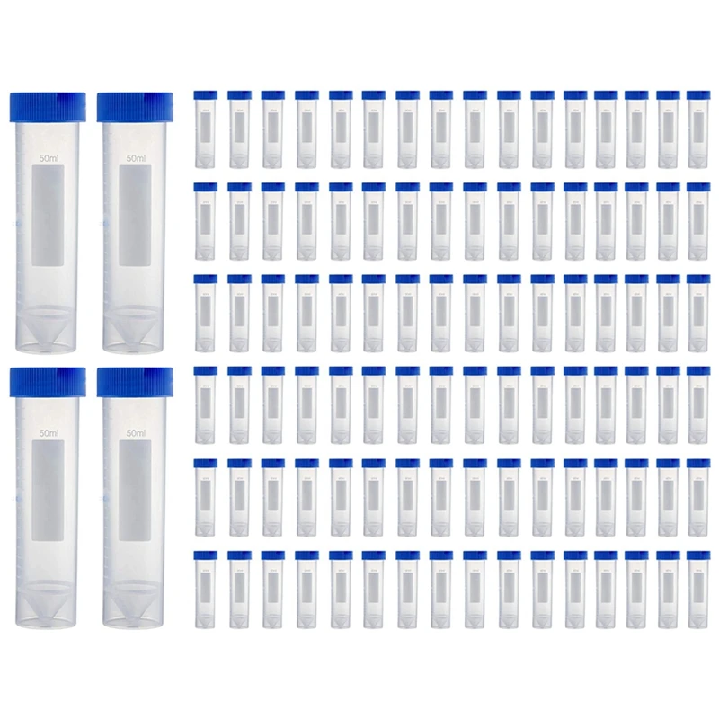 

Self Standing Centrifuge Tubes 50ML, [100 Pack] Plastic Test Tube With Screw Caps, 50ML Sterile Test Tubes With Lids