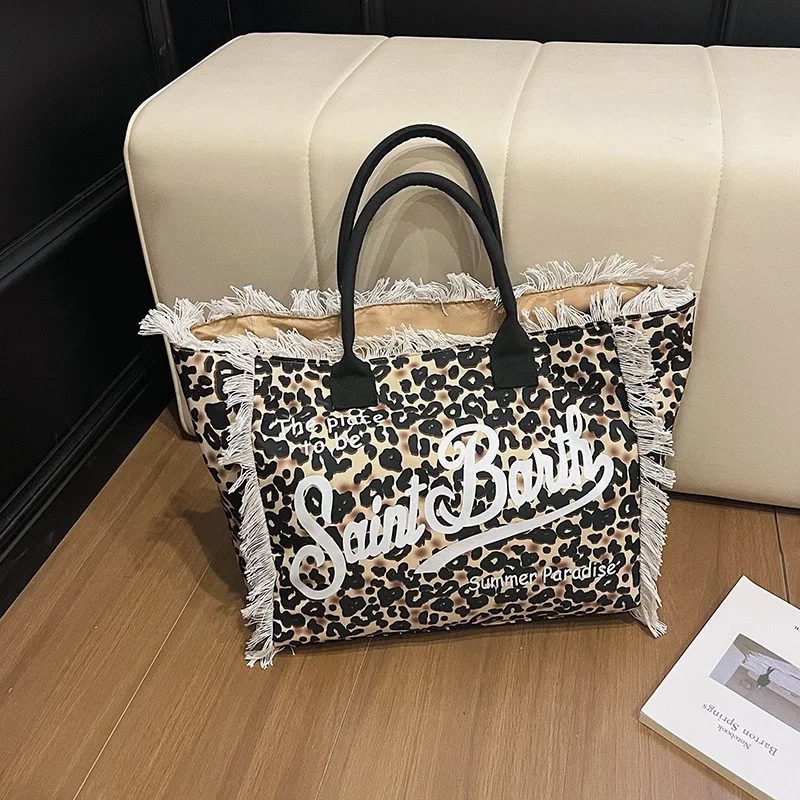 

Edgy Leopard Letter Print Canvas Tote - Spacious Versatile Women's Crossbody Bag, Perfect for Casual Travel & Bold Daily Looks