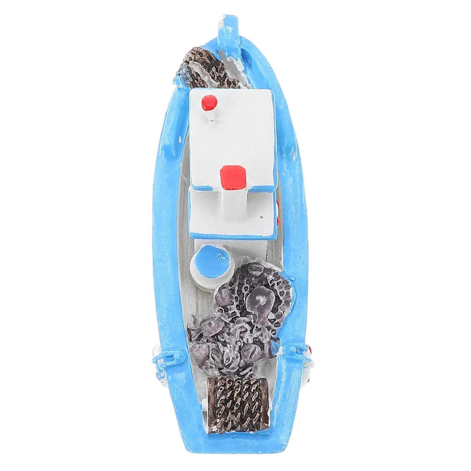 

Mini Fishing Boat Decor Resin Sailboat Ornament for Nautical Home Office Decoration Micro Landscape Resin Boat