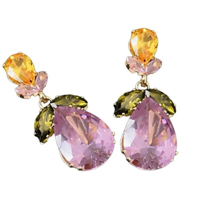 A52E الحديثة زركونيا دمعة ليف طقم مجوهرات خفيفة الوزن زركونيا ليف قطرة قلادة أقراط مجوهرات الزينة للحفلات