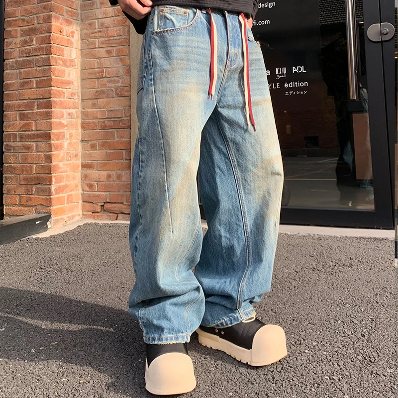 الرجال الشارع الشهير موضة فضفاضة عادية الهيب هوب خمر الدنيم فضفاض الجينز السراويل رجل واسعة الساق بنطلون Y2k الجينز الرجال