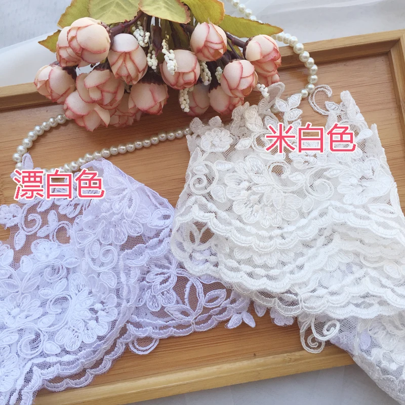 10Yards exquisite handwork embroidered fabric border lace trimming flower lace trim for wedding dress