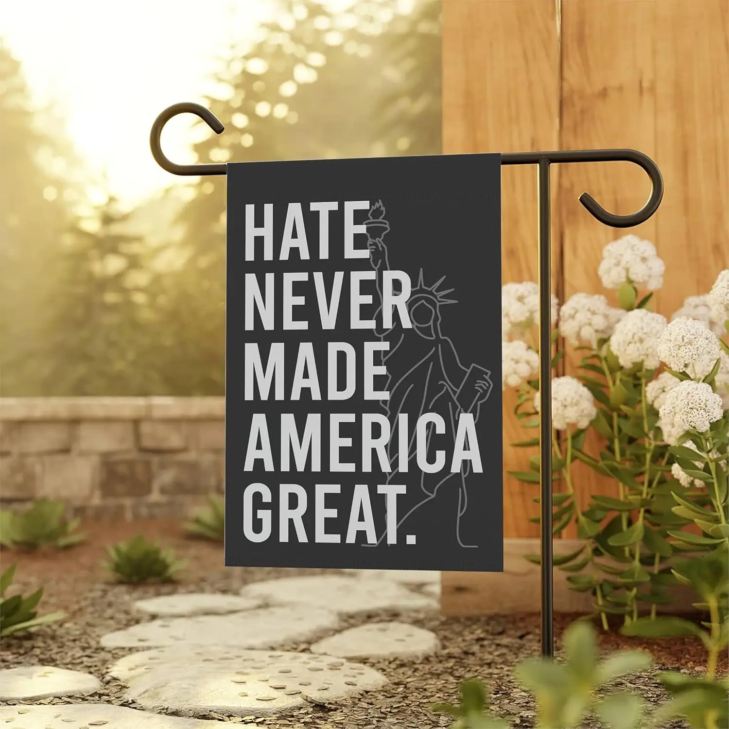 Hate Never Made America Great Garden Flag - Progressive Politics Garden Flag - Anti Racist Flag- Outdoor Home Decor - Gift For F