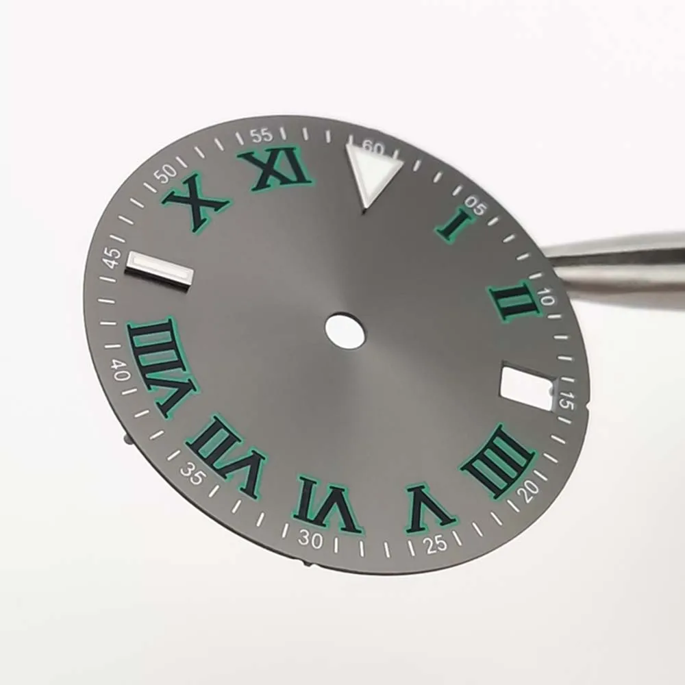 28.5mm Men's Watch Dial Accessory for NH35 Movement Light Gray Fashion Dial Replacement