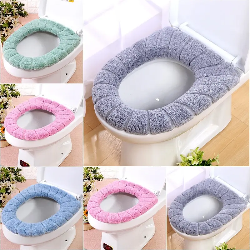 Toilet Seat Mat Device Plus Fleece Pad 2Pcs Household Toilet Ring Four Seasons Universal Toilet Seat Cover Seat Cushion