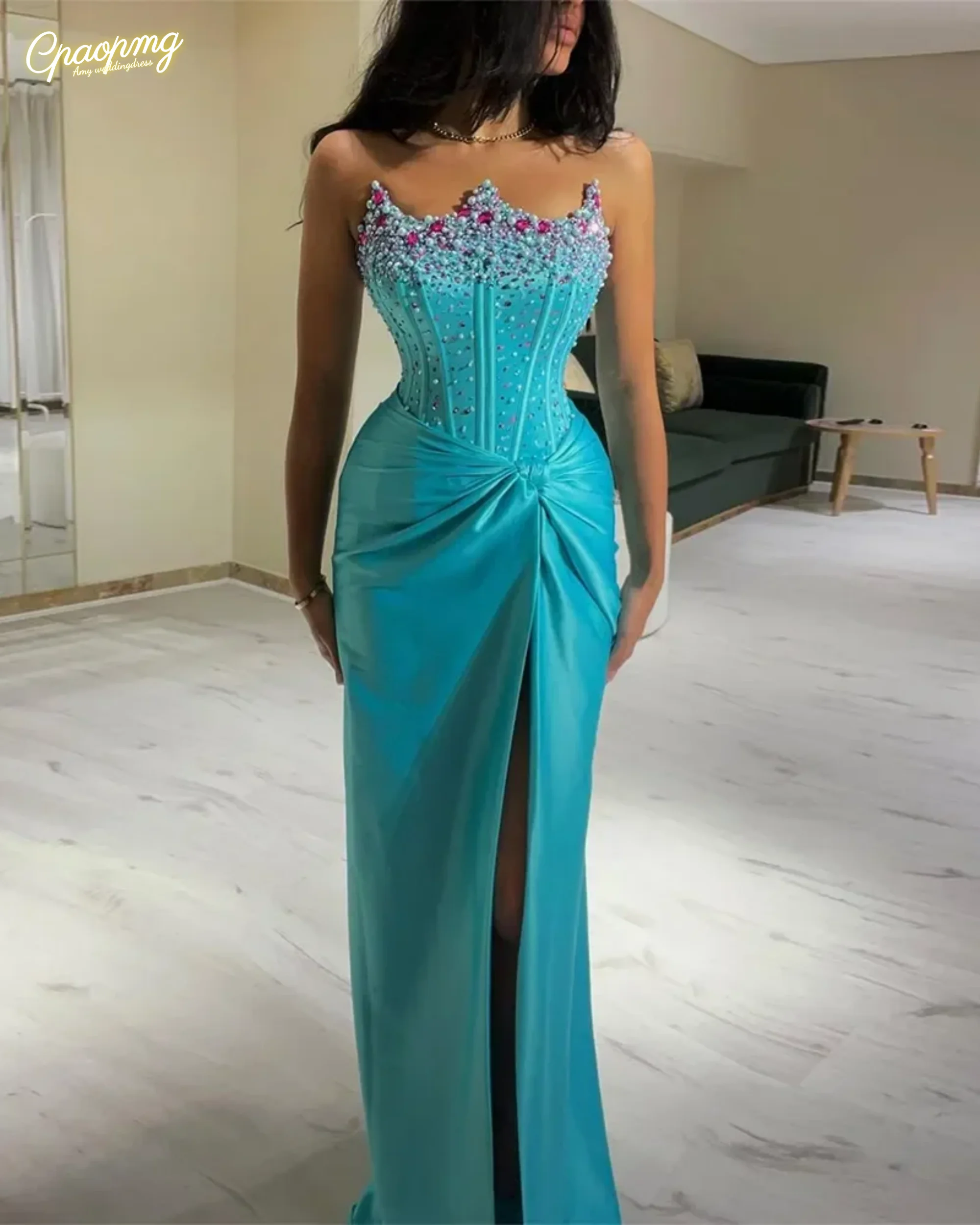 

Блестящие вечерние платья русалки по индивидуальному заказу для женщин, атласные вечерние платья с бисером и блестками, платья для выпускного вечера