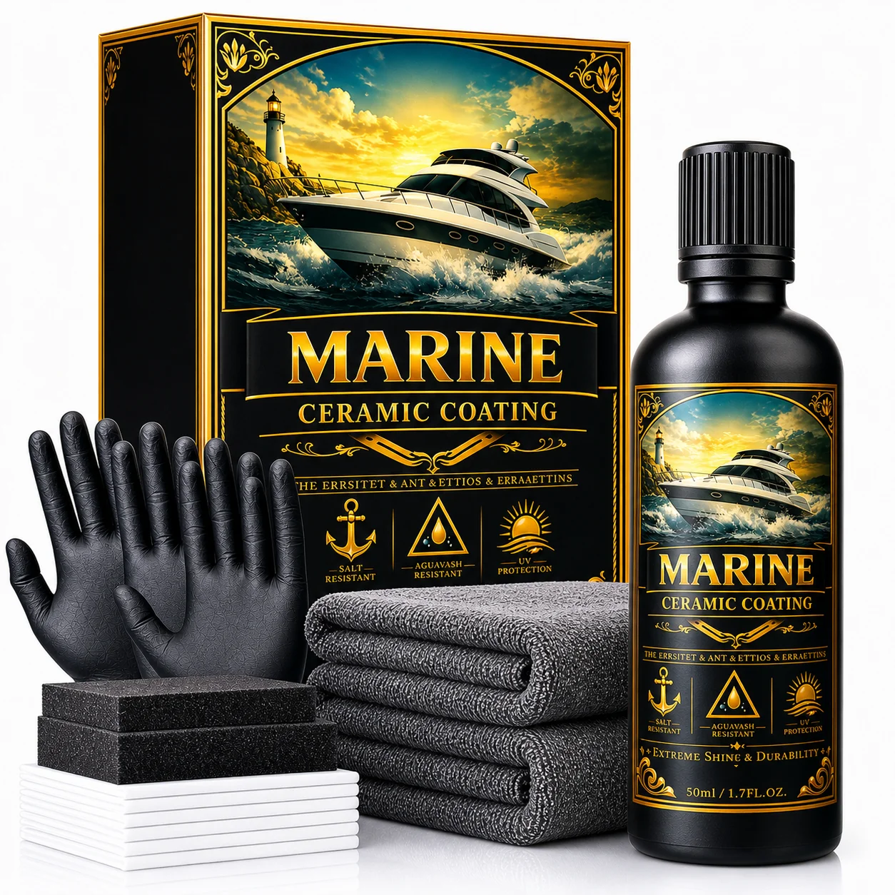 

Premium MARINE CERAMIC COATING – High Gloss Hydrophobic Shield for Yacht, Gelcoat & Fiberglass Surfaces
