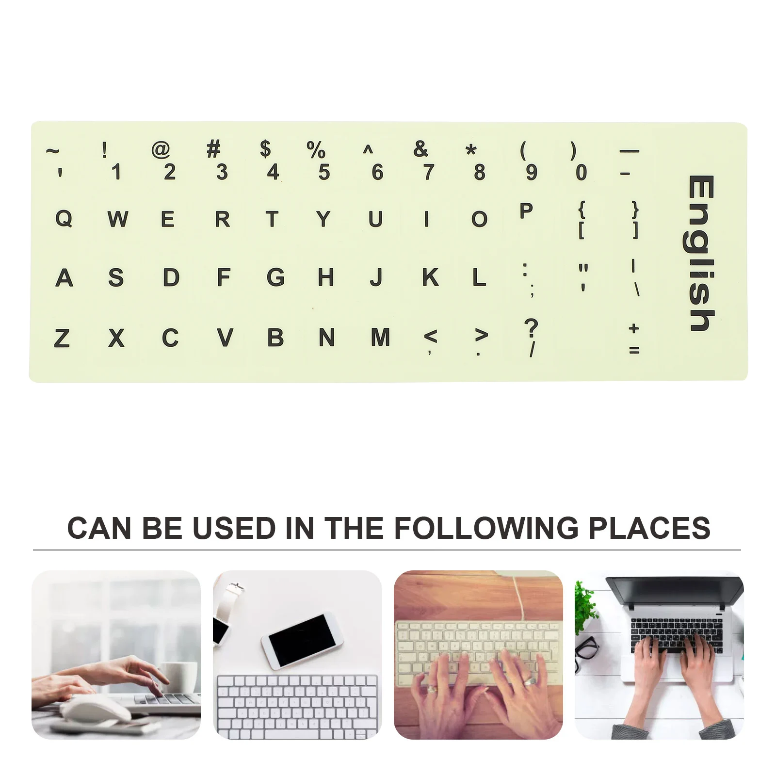 Ночное свечение наклейки на клавиатуру 1,3X1,1 см флуоресцентные буквы для ноутбука, настольного компьютера, износостойкие матовые остатки отделки