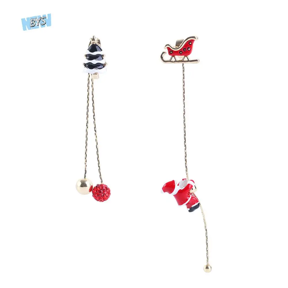 

Alloy Tree Sled Moving Santa Claus Christmas Earrings Korean Style Earrings Female Ear studs Asymmetrical Dangle Earrings