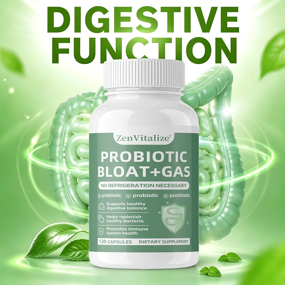 Cápsulas de Prebióticos, Probióticos y Postbióticos con Alcachofa, Jengibre y Mezcla de Enzimas, Favorecen la Flora Intestinal, el Bienestar Digestivo y Alivian la Hinchazón