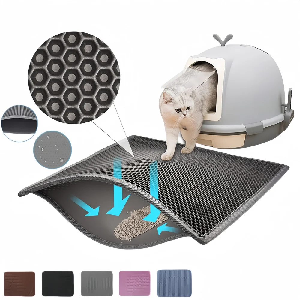 Large-caliber Cat Litter Mat Double Layer Cat Litter Box Waterproof Mat Non-slip Sand Cat Foldable  Mat Pet Clean Supplies