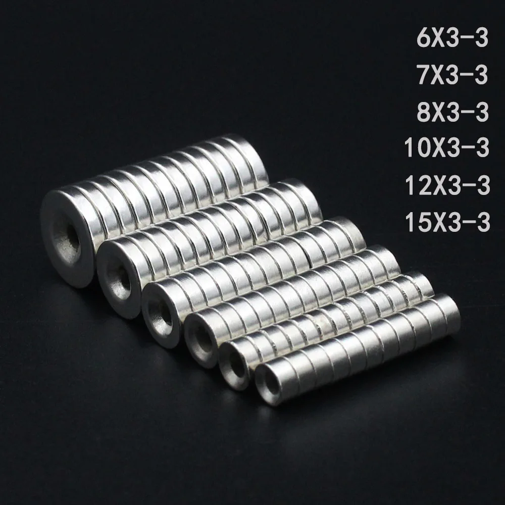 Round Magnet 6/7/8/10/12/15mm x 3mm Hole3mm Neodymium Magnet N35 Permanent NdFeB Super Strong Powerful Magnets With hole