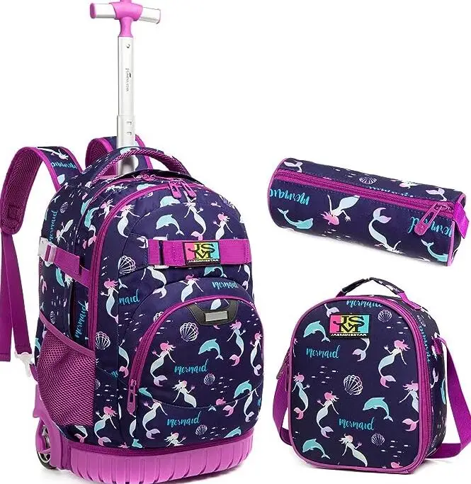 Jasminestar-Sacos de carrinho escolar para meninos e meninas, sacos de bagagem, mochila infantil de 18 \