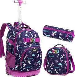 Jasminestar School Trolley Tassen Voor Jongens Rollende Bagage Tassen Rollende Rugzak 18 Inch Wielen Kinderen Rugzak Lunch Tas Voor Meisje