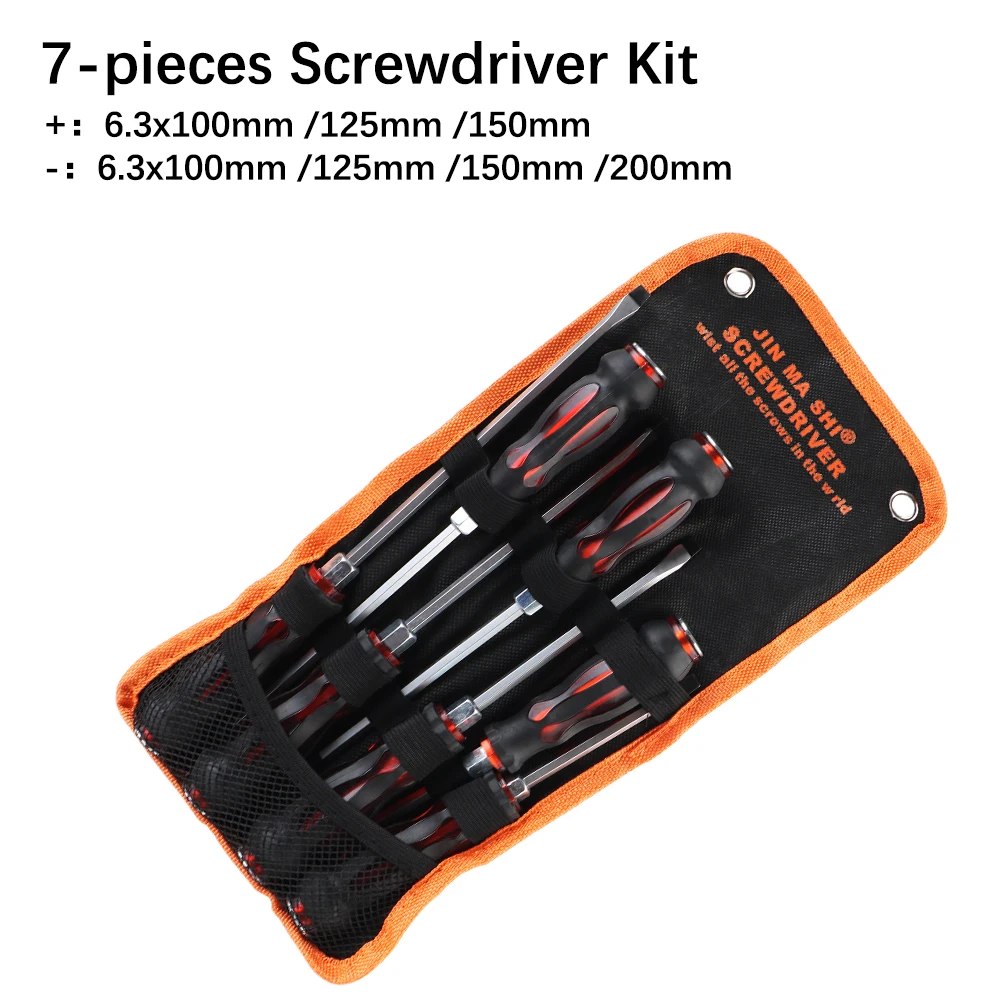 Chrome Vanadium Steel Tappped Screwdriver Set Effective Magnetic 7pcs/set Phillips Slotted Types with Through hole