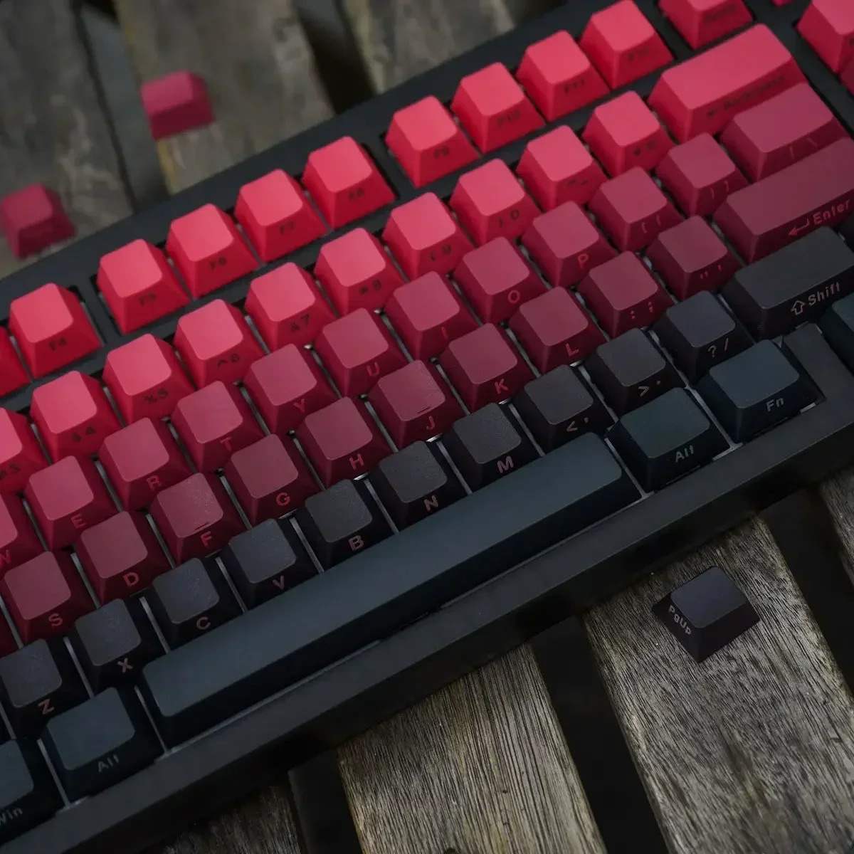 

136 Key Red Black Cherry Profile Side Print keycaps Double Shot Shine Through Backlit Key Caps For MX Mechanical Keyboard