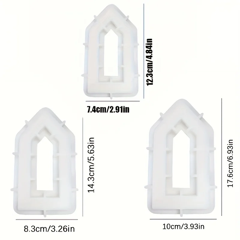 3Pcs Silicone Hollow House Mold, Candle House Frame, Aroma Diffuser, DIY Concrete Resin Craft Mold