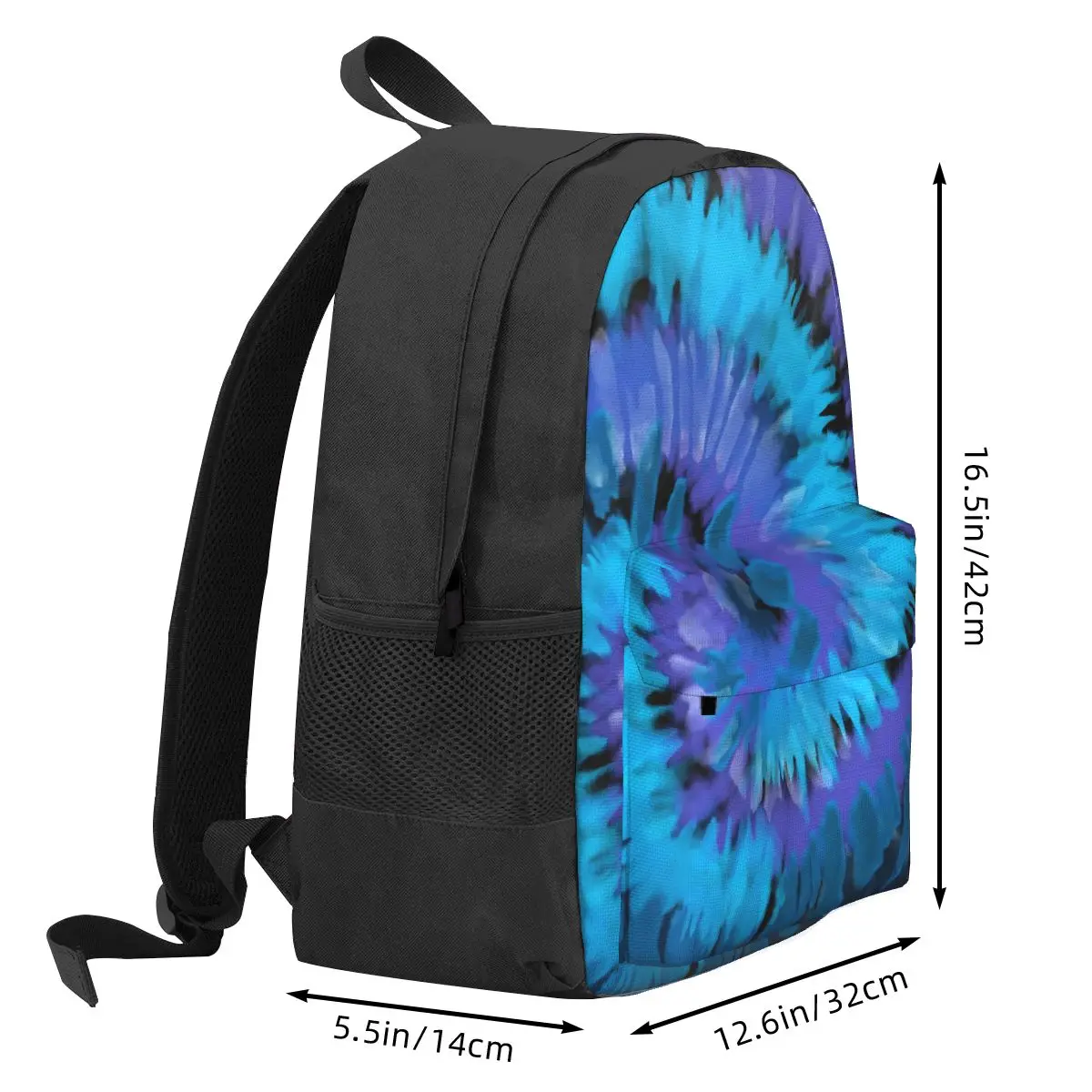 Tie Dye Spiral Swirl Backpack Blue and Purple Trekking Backpacks Teen Custom Soft High School Bags Cool Rucksack