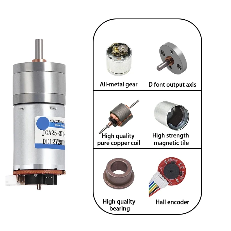 GM25-370 micro DC geared motor high power speed control motor 12v24v with encoder speed measuring code disc