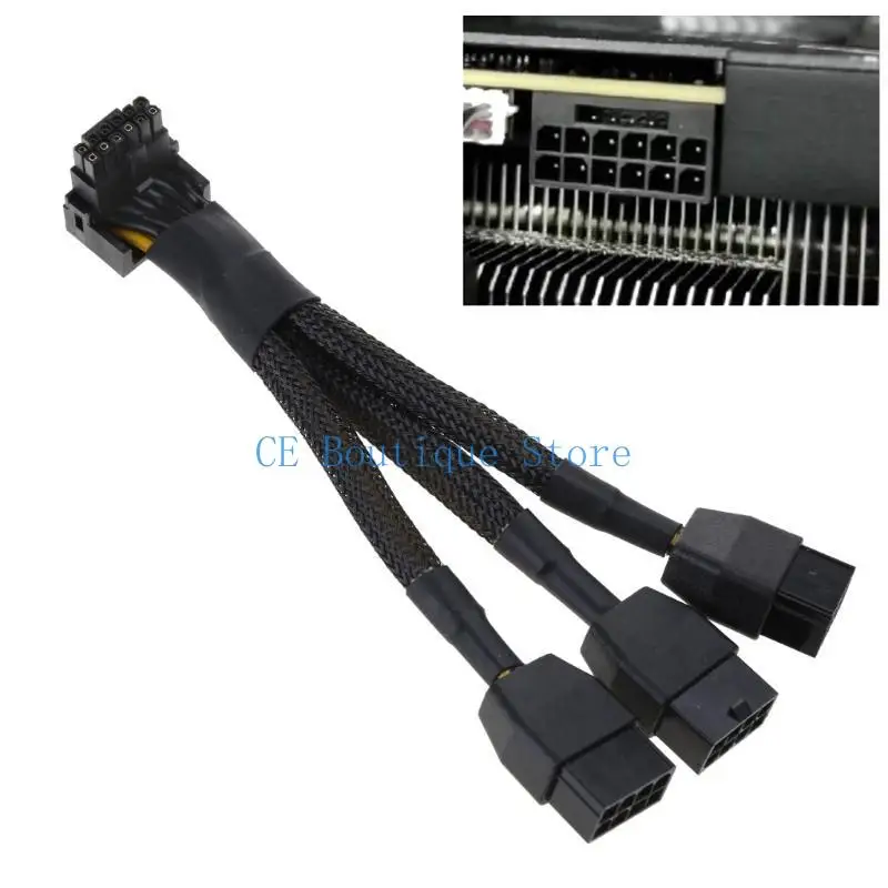 652F 15cm 3x8pin ke 16pin Konektor Kartu Konektor Kabel 12VHPWR GPU Kabel Adapter Kabel Desain Pin Solid Meningkatkan Stabilitas