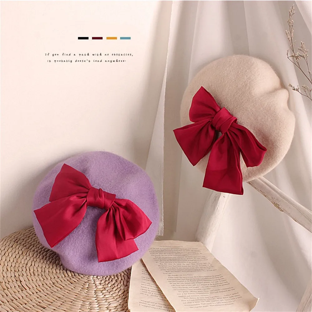 Big Bow Children Beret Autumn and Winter Models Boys and Girls Baby Painter Hat Fashion Hat