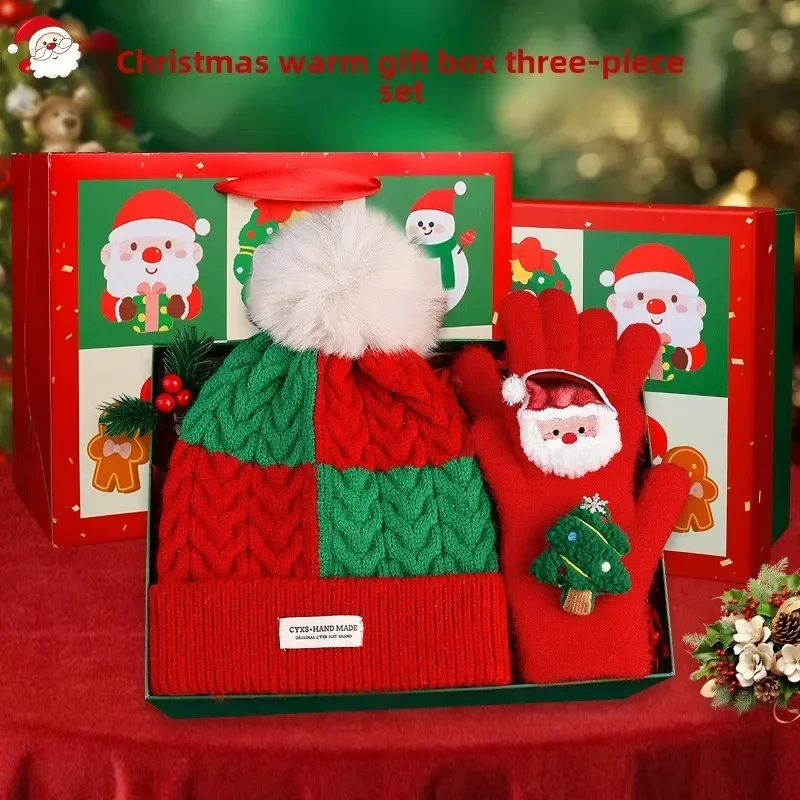 Autumn and winter girl birthday gift Christmas warm gift box high-end scarf gloves three-piece set