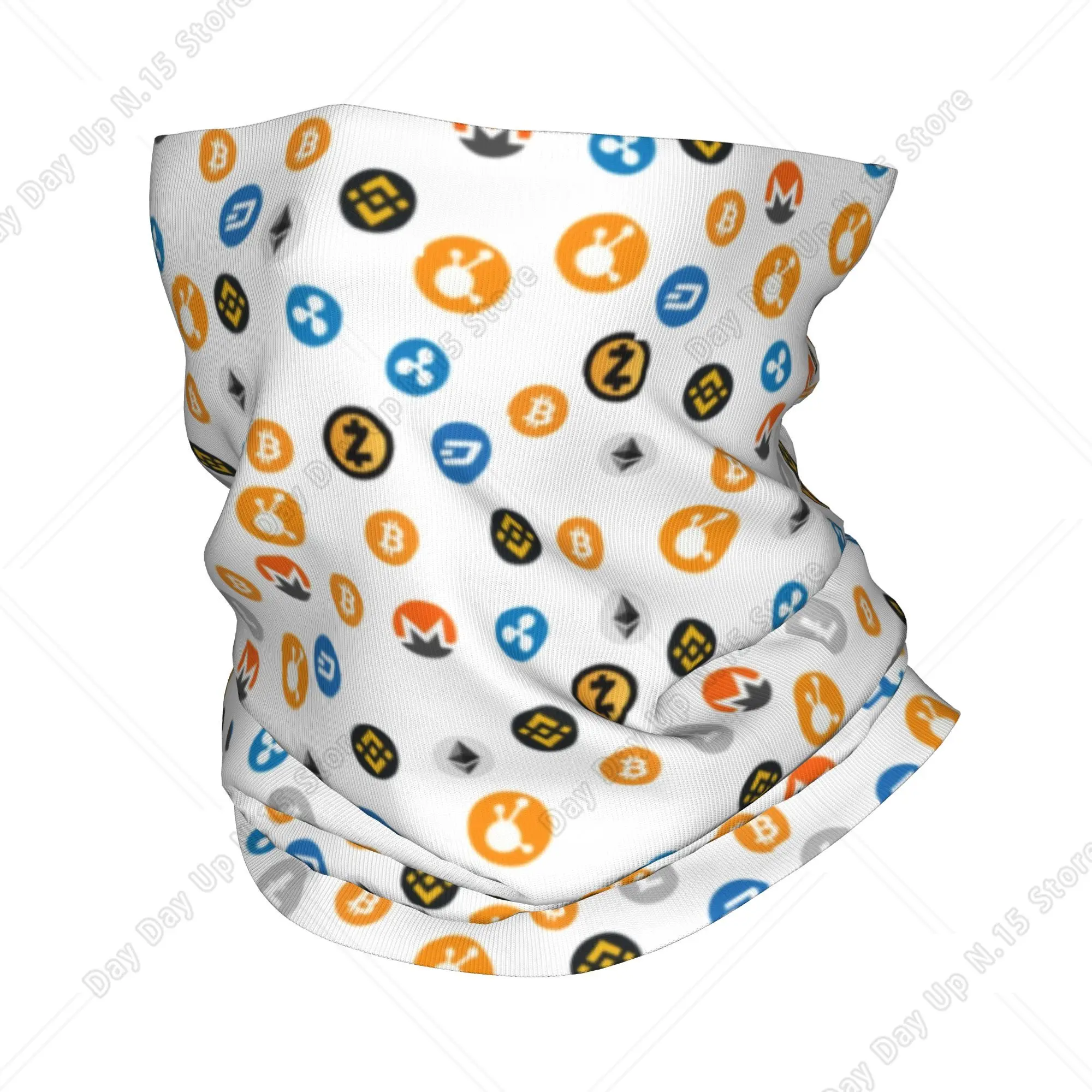 Custom CryptoCurrency Bandana Neck Warmer Men Women Winter Hiking Ski Scarf Gaiter Bitcoin Digital Currency Face Cover