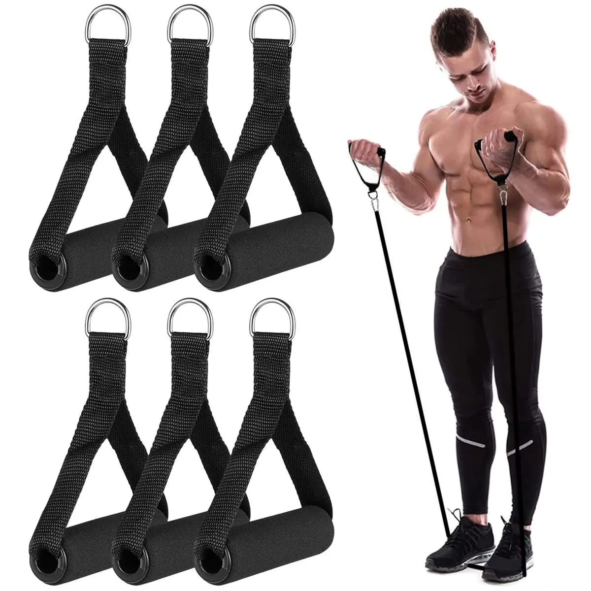 Resistance Bands Pull Handles Set Foam Door Anchor Fitness Equipment Muscle Training Weight Exercise Workout Gym Accessories