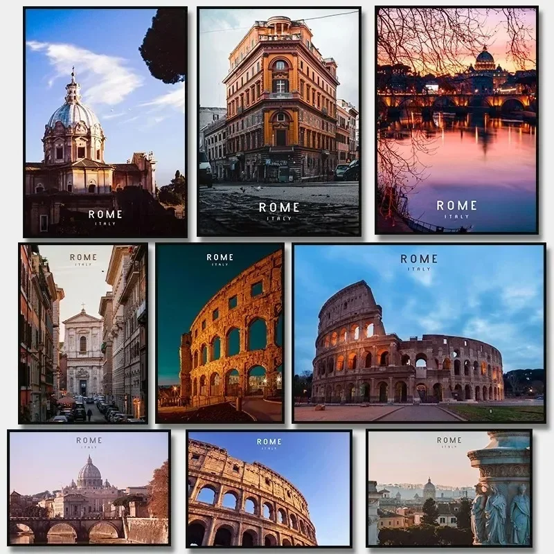 Canvas Painting Wall Picture Rome Italy Vatican City Travel Poster Colosseum Ancient Architecture Print Modern Office Room Decor