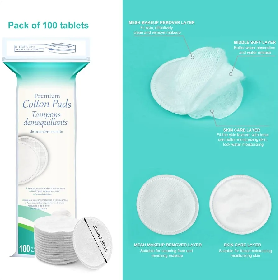 Premium Cotton Rounds for Face 400 Count Makeup Remover Pads Hypoallergenic LintFree 100 Pure Cotton Pads for Face Cleasing App