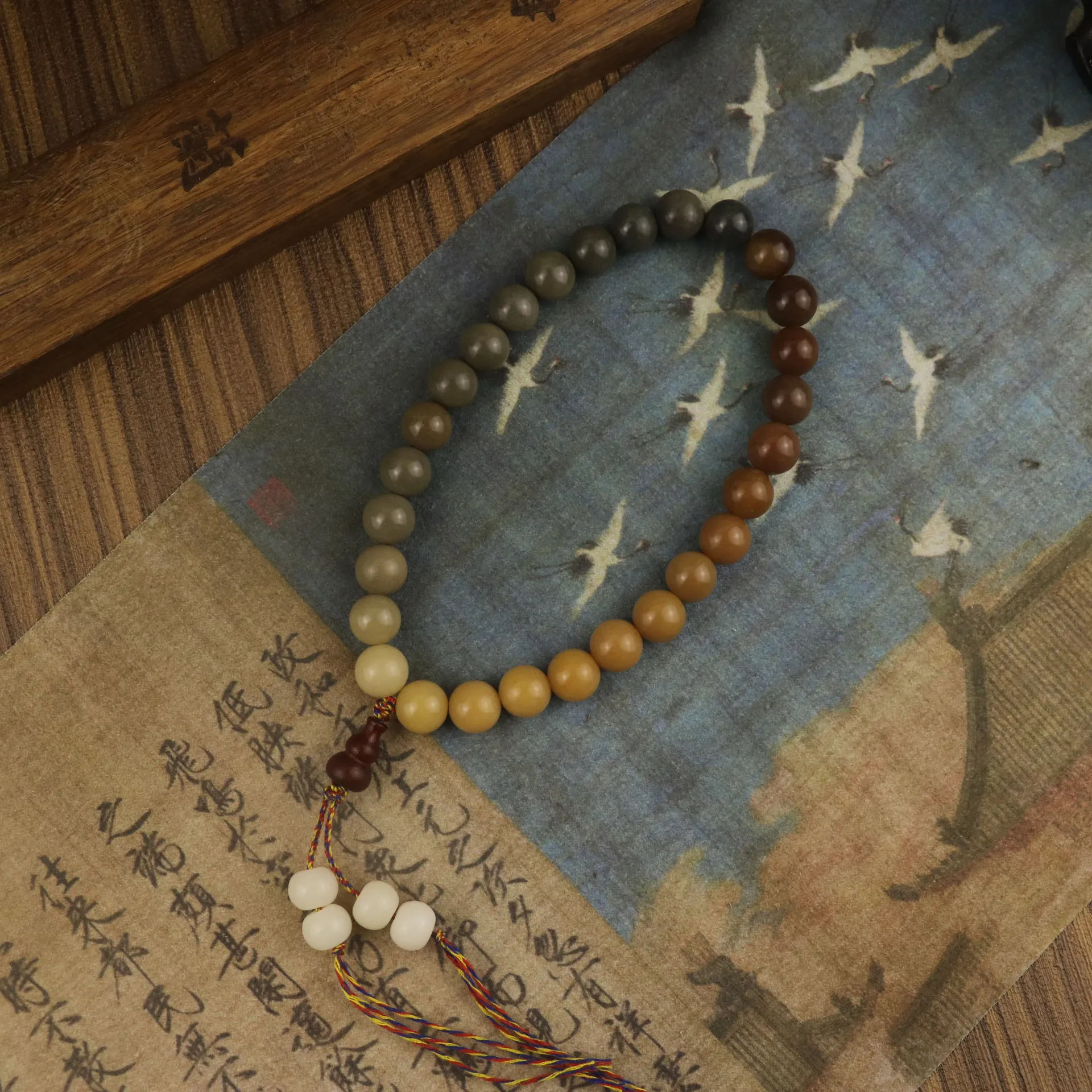 10mm Natural Bodhi Root Beaded Bracelet Gourd Tassel Pendant Holding Mala Rosary Buddhist Meditation Prayer Women Men Jewelry