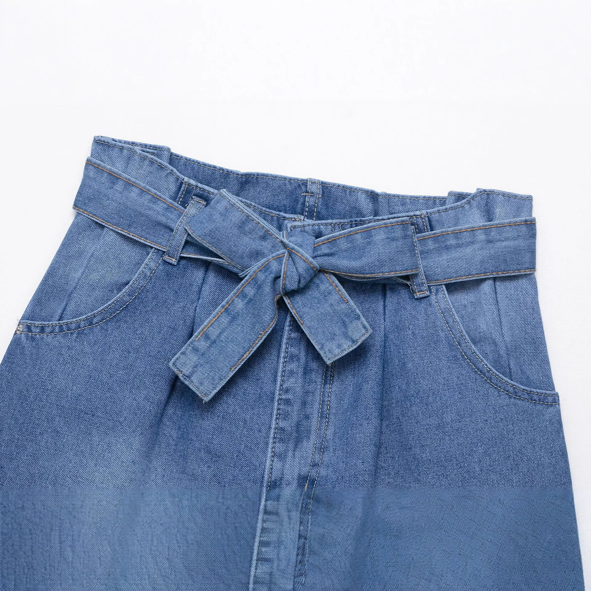 Mini pantalones cortos vaqueros de cintura alta para mujer con cinturón, bolsillo, cremallera, pantalones cortos Retro simples de Color sólido, pantalones cortos elegantes de verano para ir al trabajo