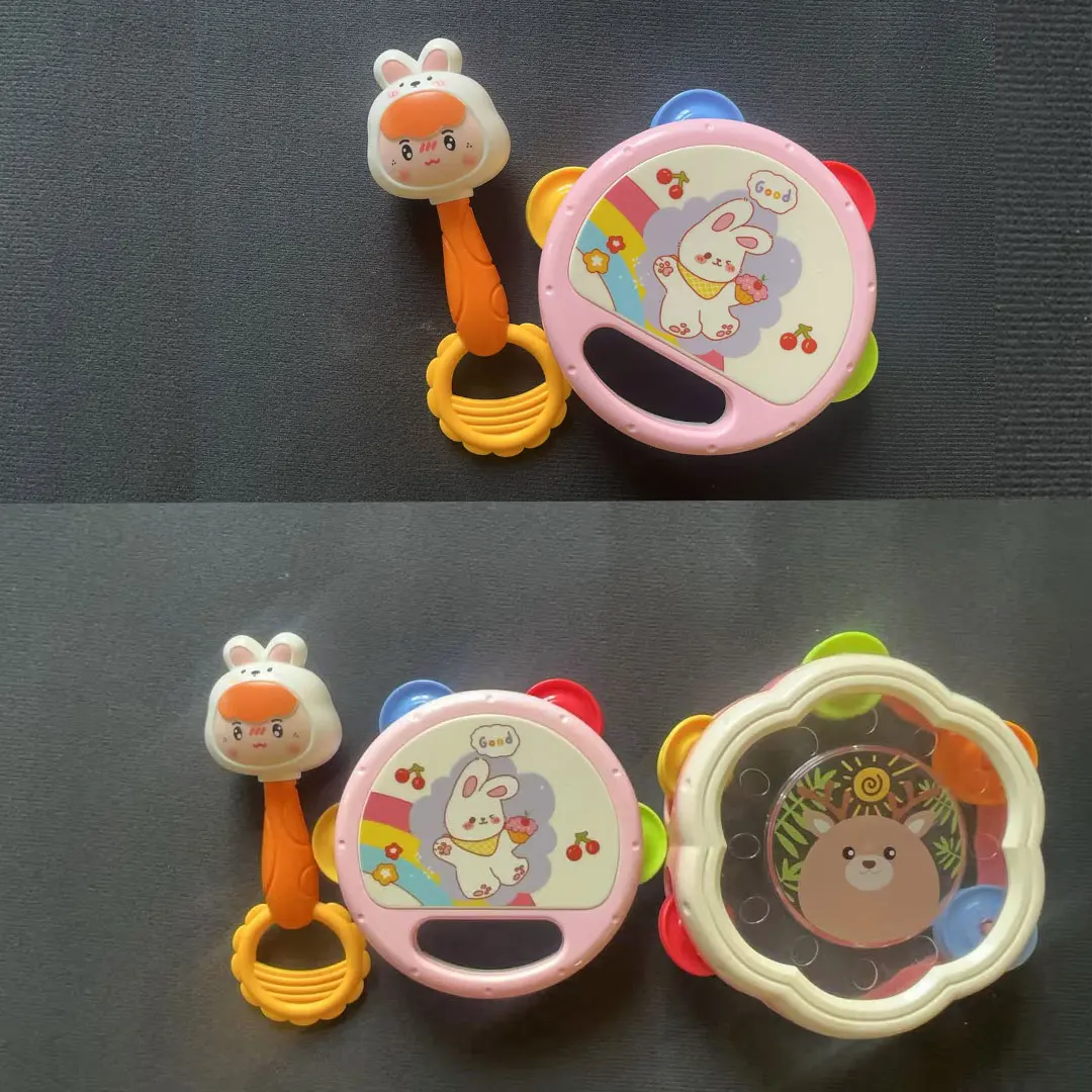 2/1PCS Musical Instruments Baby 0 12 Months Toys Montessori Music Drum Rattle Kids Early Educational Play  Game for Boy Girl