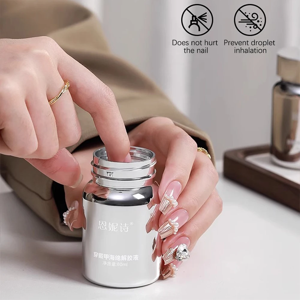 80ml Sponge Nail Gel Remover Press On Fake Nail Adhesive Dissolver Removal Liquid Gentle Non-Damaging Quick Removal Debonder