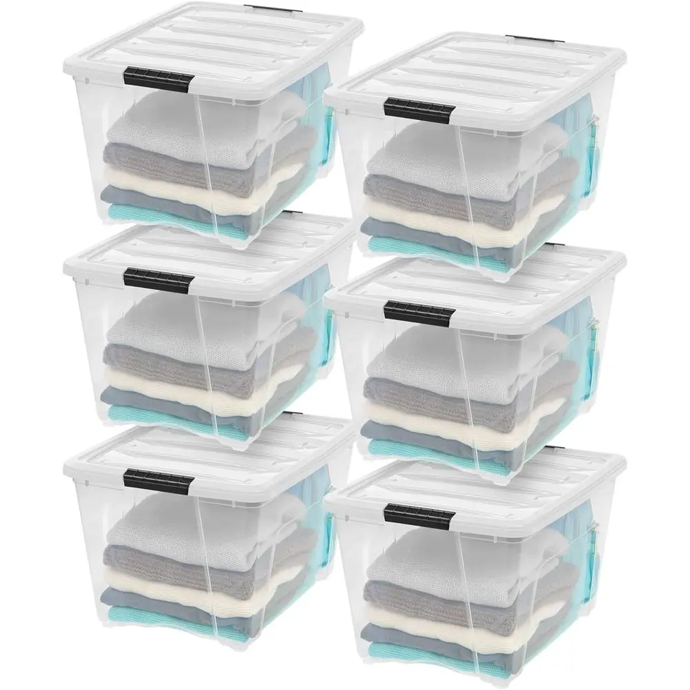 

6-Pack 54 Quart Stackable Storage Bins with Lids [Made in USA] - Everyday Organizer ing Clear Plastic Organization Containers Cl