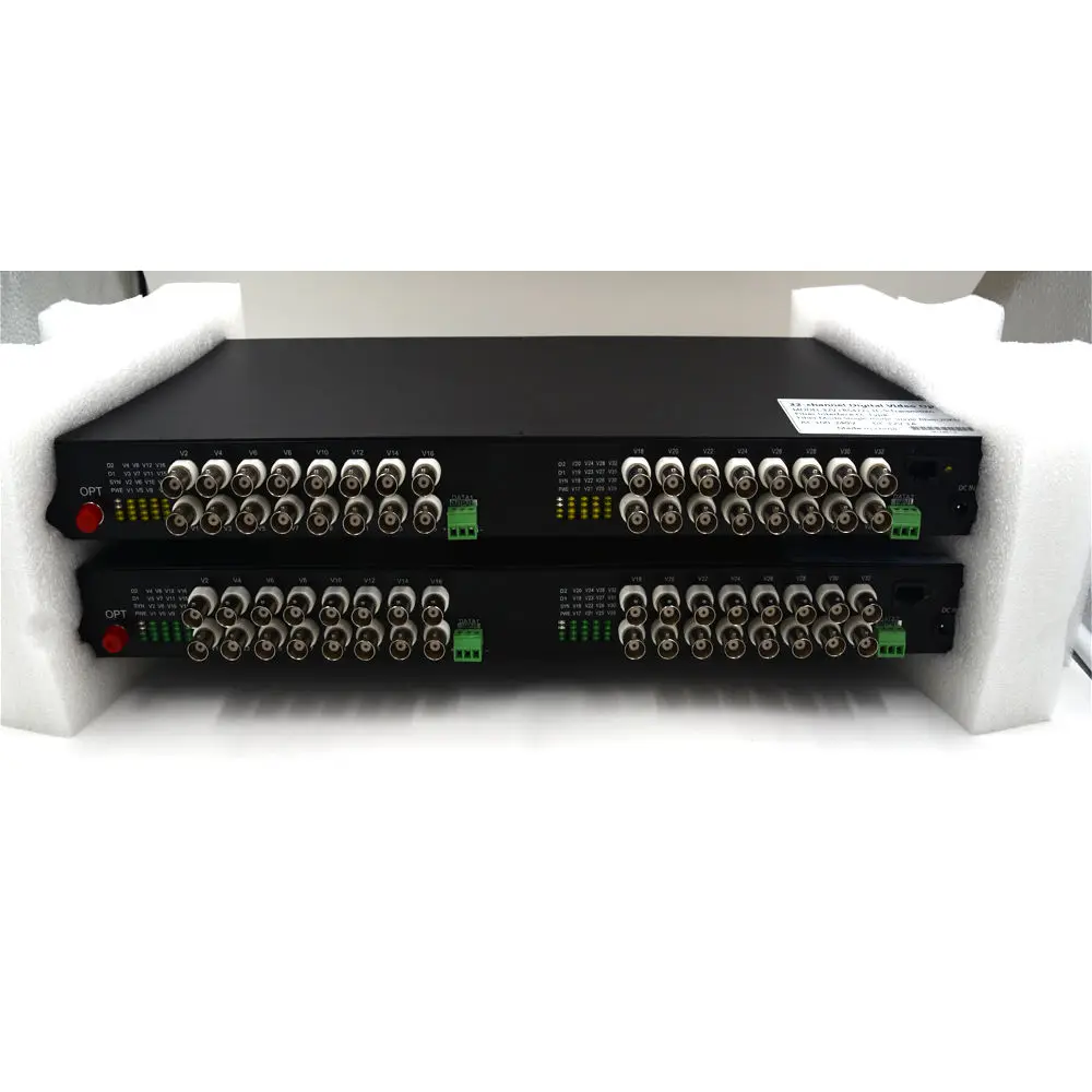 

32chs Video RS422 Data Fiber Optical Converters with Ethernet 1U Chassis SM 40Km