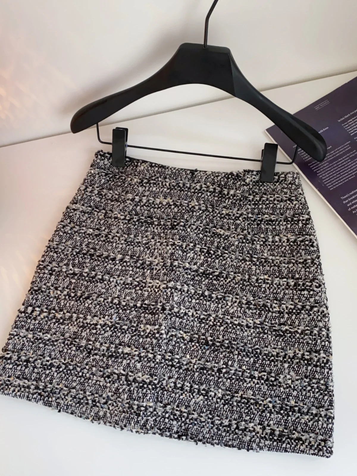 falda e de Tweed ueso de cintura alta para mujer, falda acampanada antira a la moda, Falda corta de estilo c...