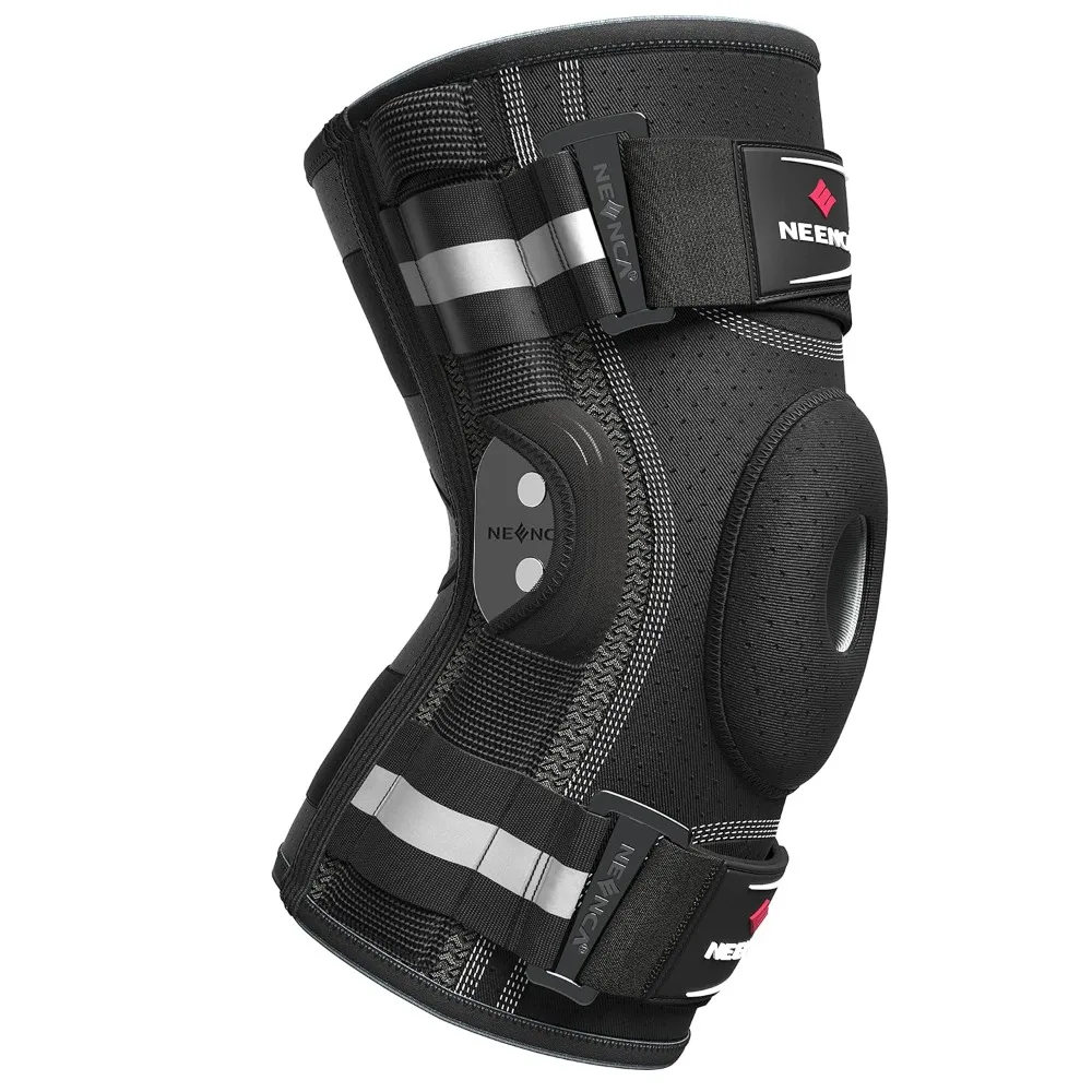 Professional Knee Brace for Knee Pain, Adjustable Hinged Knee Support with Removable Side Stabilizers