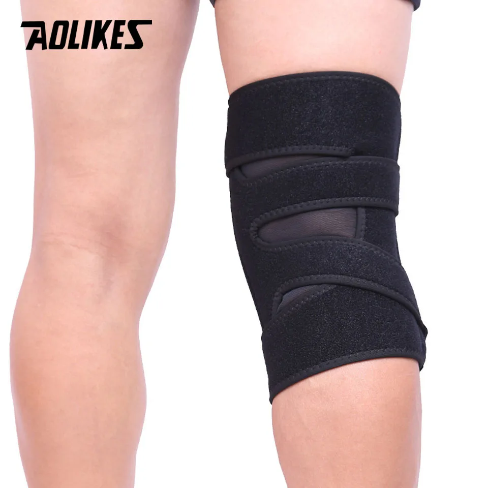 AOLIKES 1PCS Adjustable Elastic Knee Support Brace Patella Knee Pads Hole Sports Knee Protector Kneepad ginocchiere