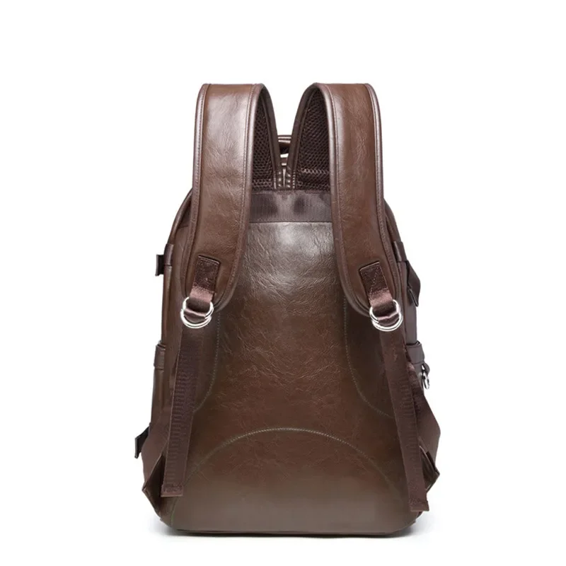 High Capacity Men Vintage PU Laptop Backpack Women Shool Bags Man Travel Leisure Backpacks Retro Casual Bag Schoolbag Teenager