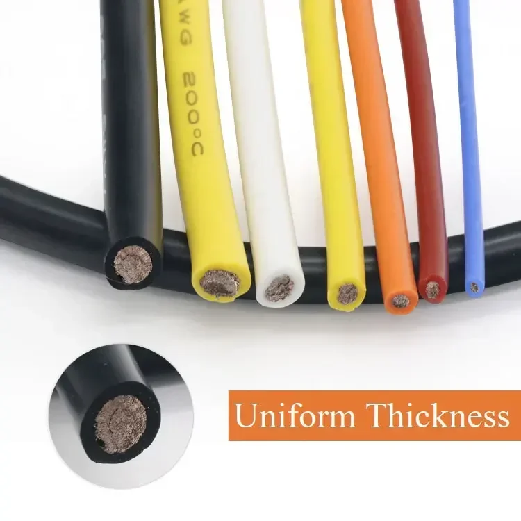 5M/10M Copper Wire Super Soft Silicone Rubber 30AWG~10AWG Heat-resistant Ultra Flexible Electronic Cord High Temperature Cable