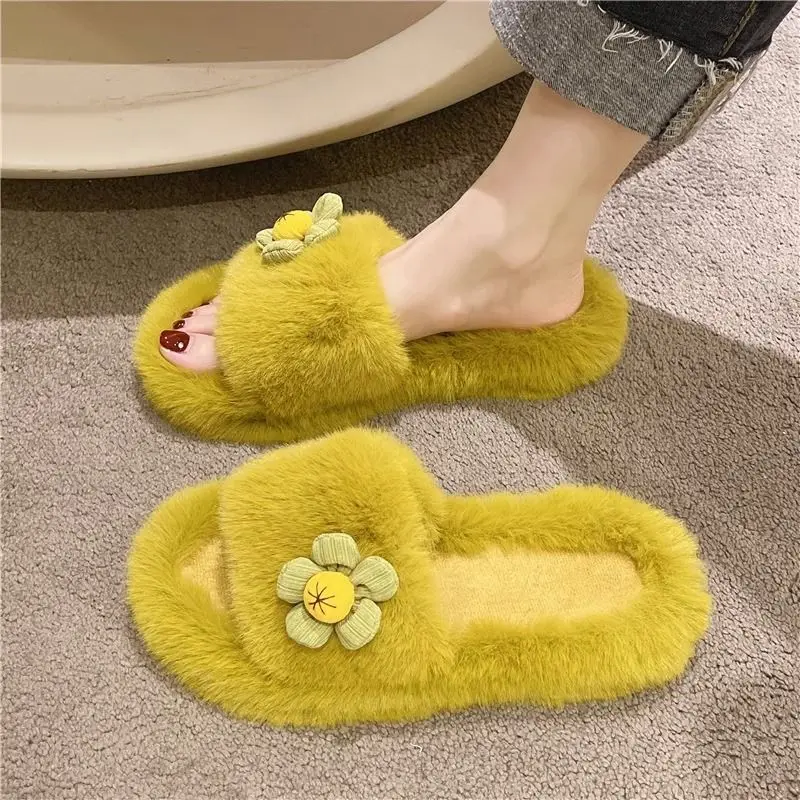 

Хлопковая пушистая домашняя уютная теплая обувь для дома, гостиной, милые зимние тапочки для женщин, мягкие пушистые тапочки с цветочным дизайном