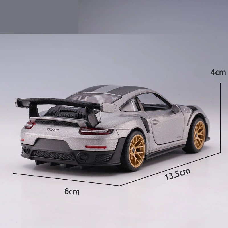 1/32 Porsche 911 GT2 RS Carrera Toy Car Model Diecast Metal Racing Miniature Pull Back Sound & Light Collection Gift For Boys